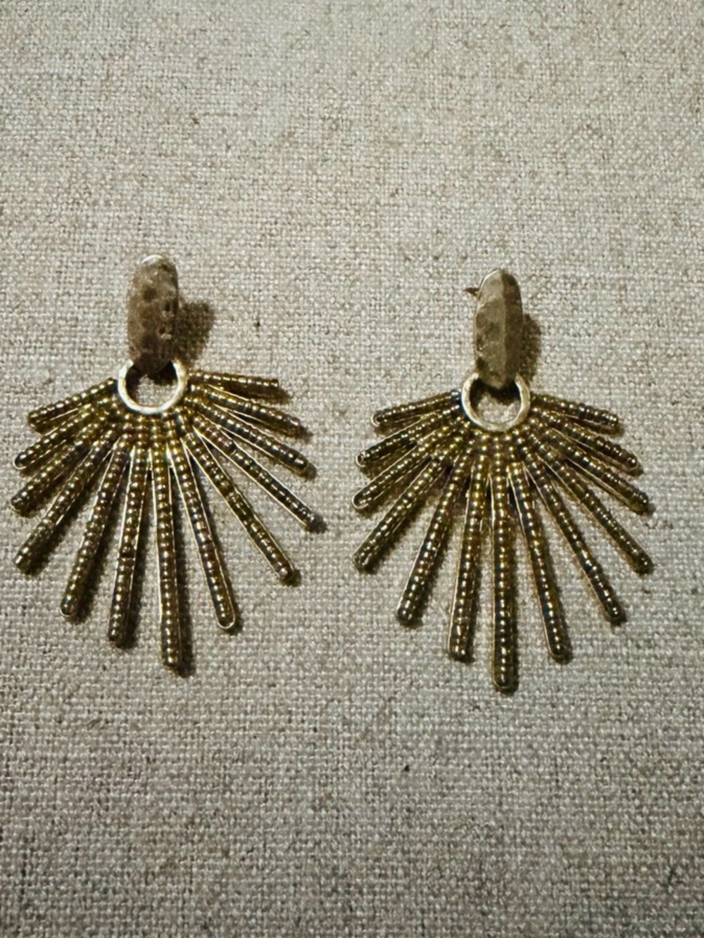 Sculptural Gold-Tone Fan Statement Earrings | Textured Sunburst Drop